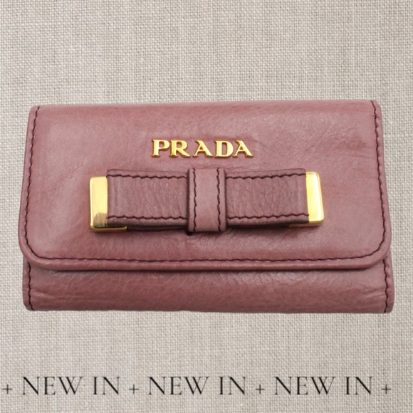 Prada Leather Key Holder Wallet with Bow Detail in Pink - Picture 3 of 12